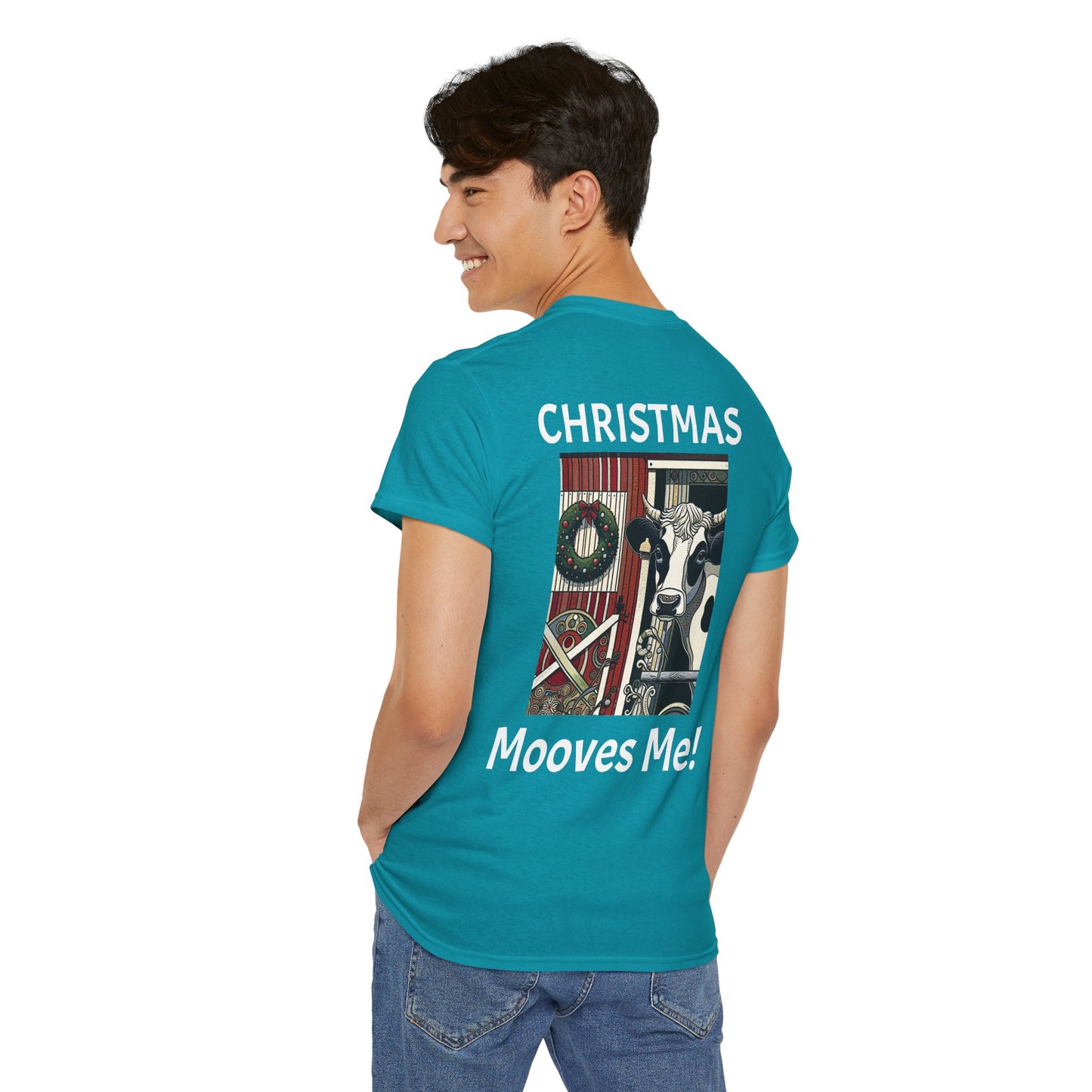 Christmas Mooves Me -Amazing Unisex Heavy Cotton Short Sleeve Tee Shirts!