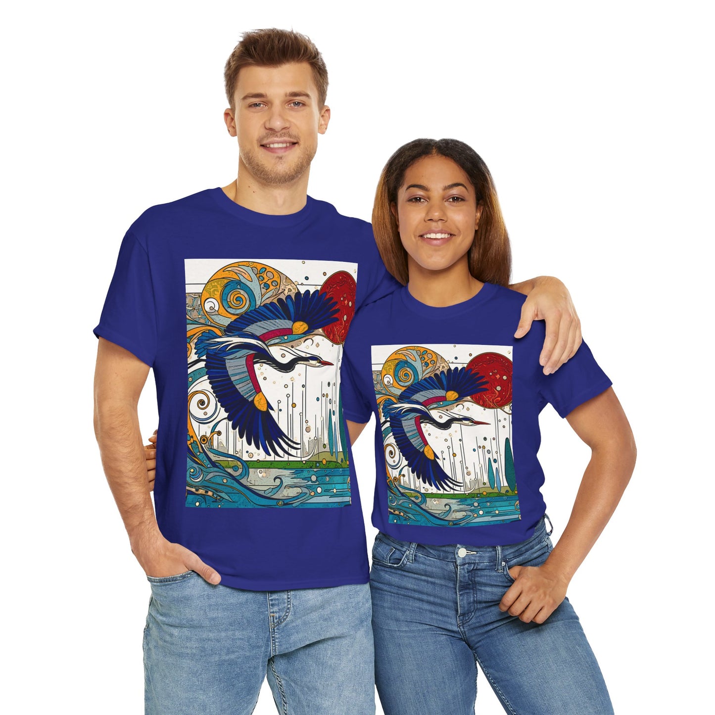 Blue Heron - Amazing Unisex Heavy Cotton Short Sleeve Tee Shirts!