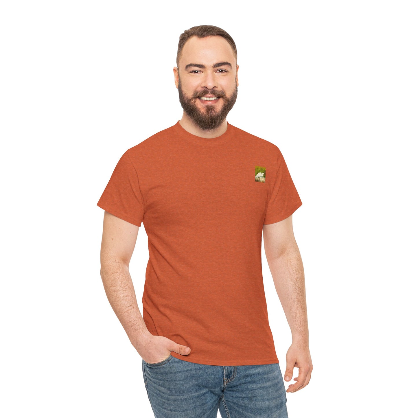 White Egret- Amazing Unisex Heavy Cotton Short Sleeve Tee Shirts!