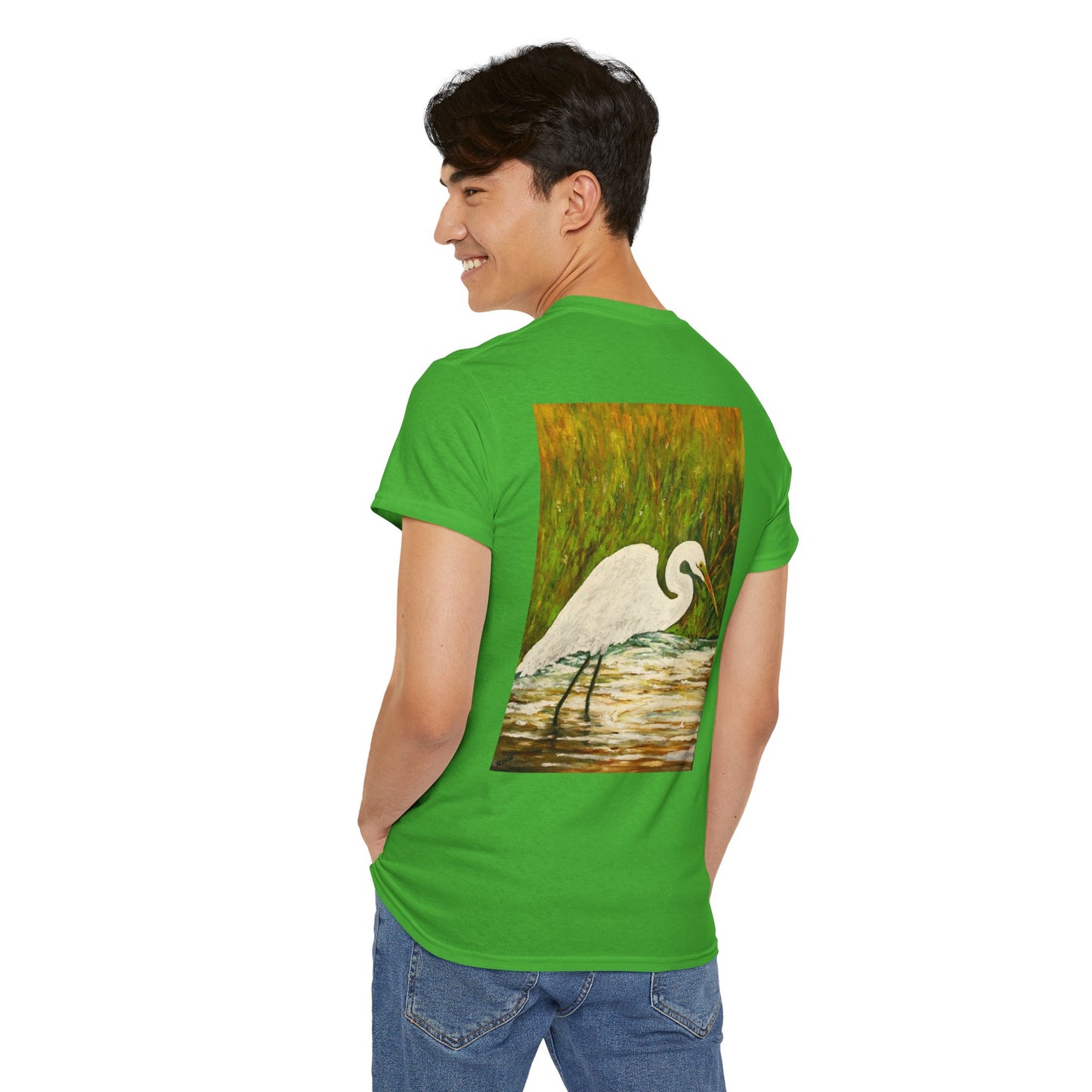 White Egret- Amazing Unisex Heavy Cotton Short Sleeve Tee Shirts!