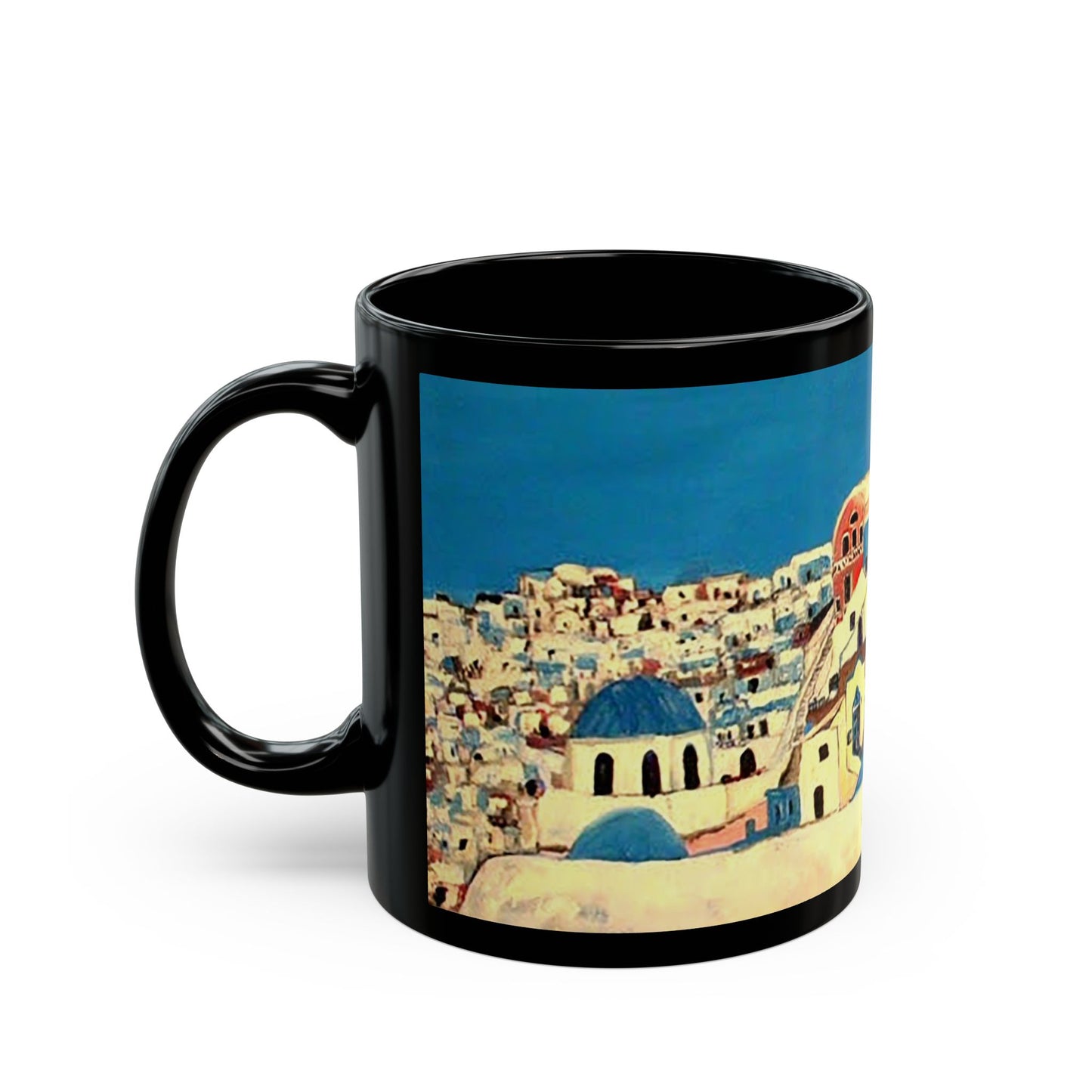 Greece - 11 oz or 15 oz Ceramic Black Mugs