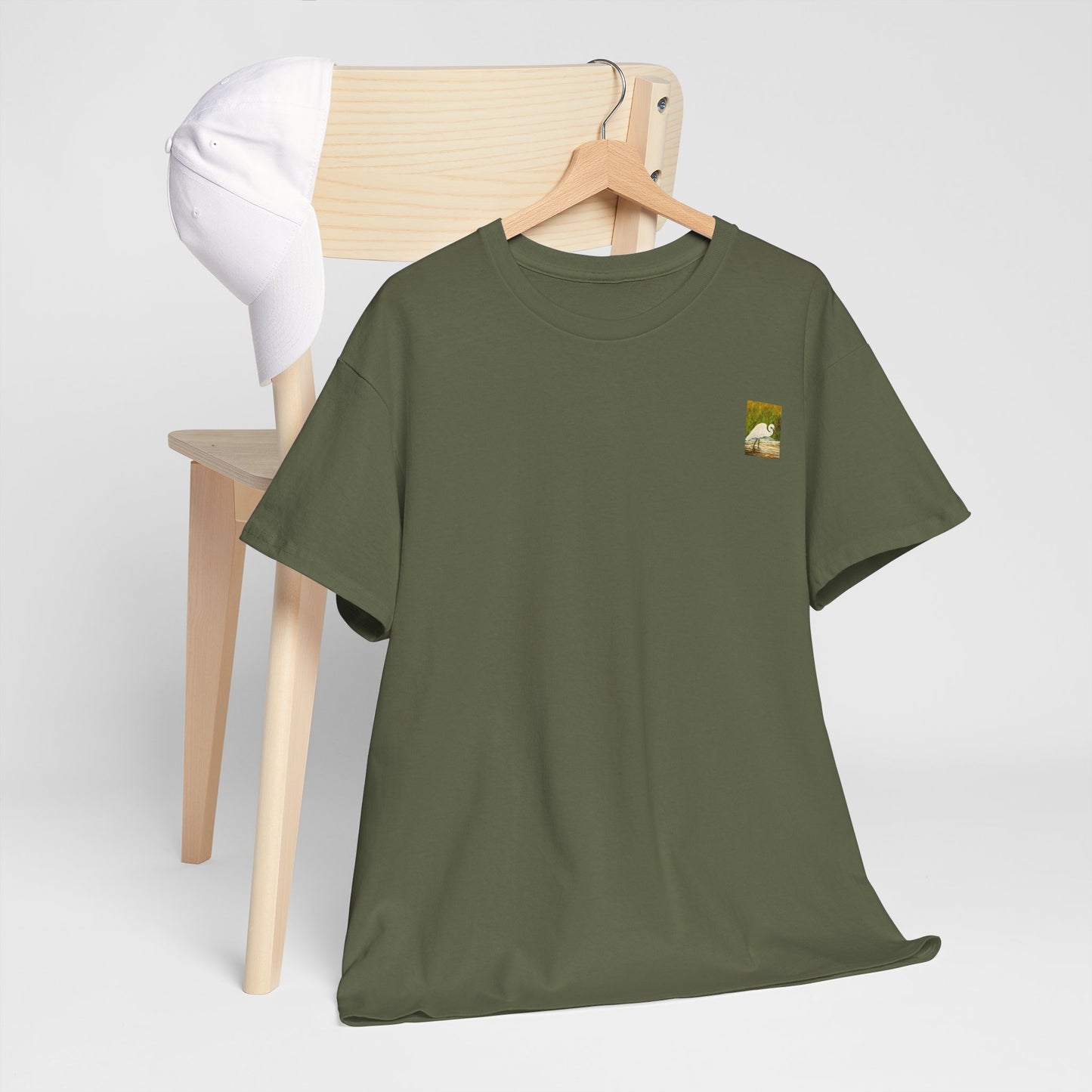 White Egret- Amazing Unisex Heavy Cotton Short Sleeve Tee Shirts!