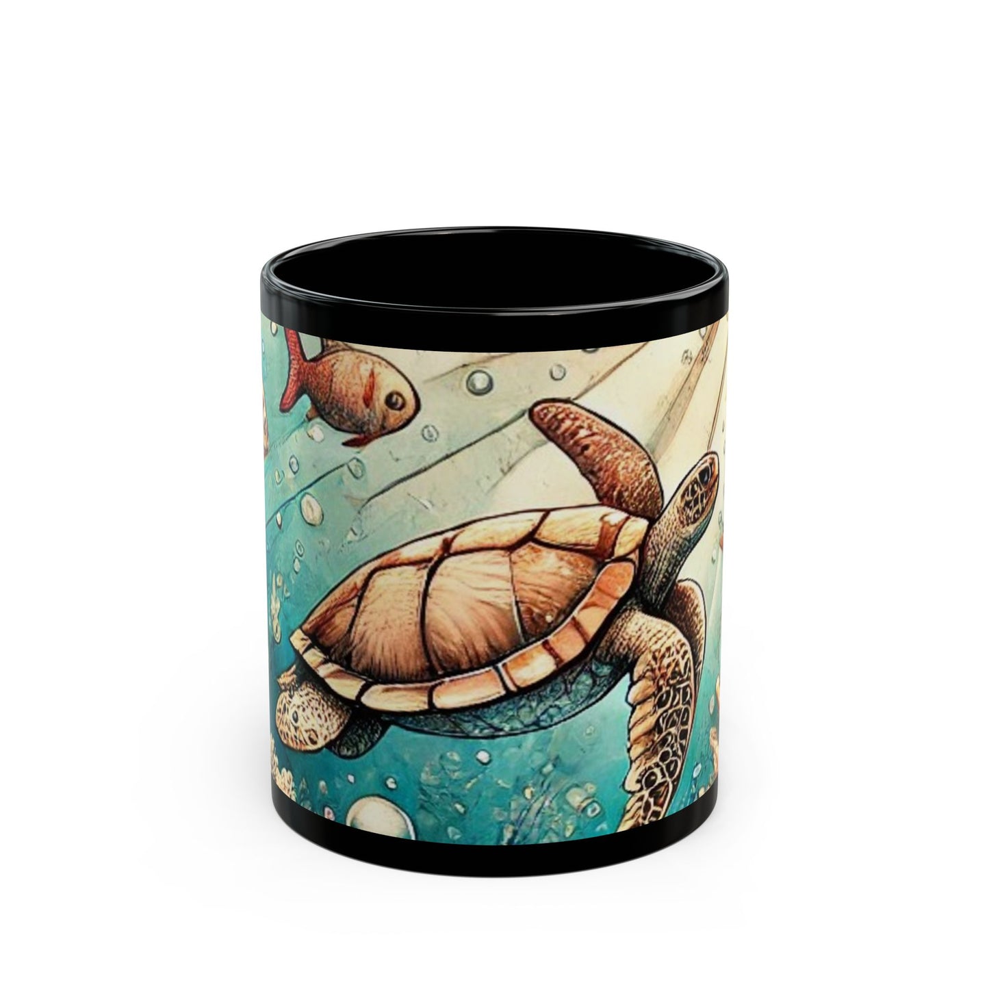 Sea Turtle- 11 oz or 15 oz Ceramic Black Mugs