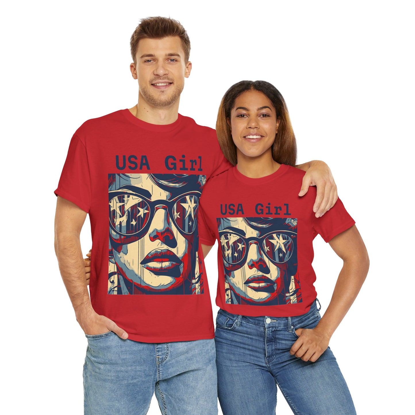 "USA Girl" Amazing Unisex Heavy Cotton Short Sleeve Tee Shirts!