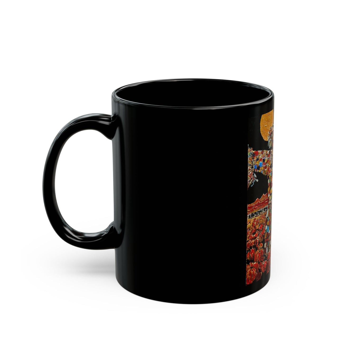 Scary Scarecrow - 11 oz or 15 oz Ceramic Black Mugs