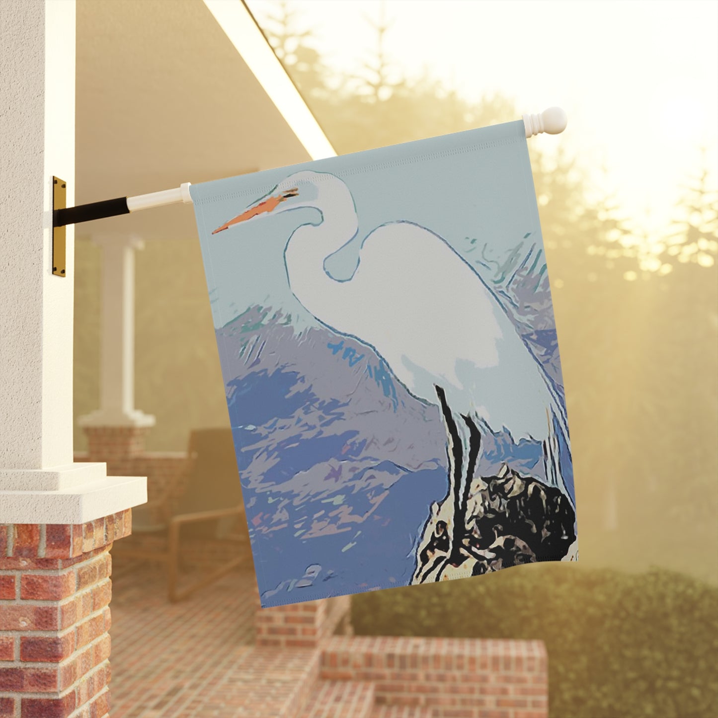 White Heron. Garden & House Banner