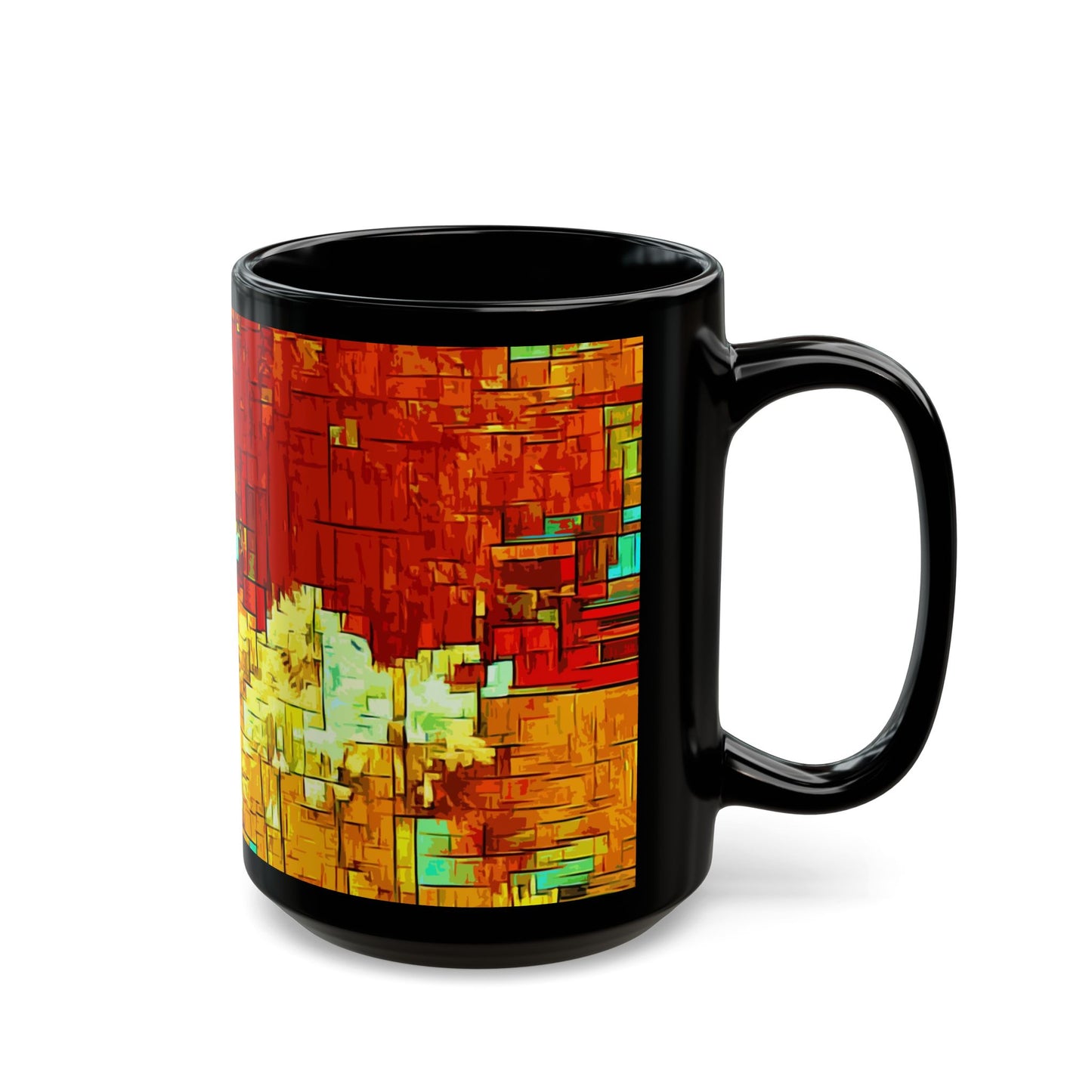 Modern Flowers- 11 oz or 15 oz Ceramic Black Mugs