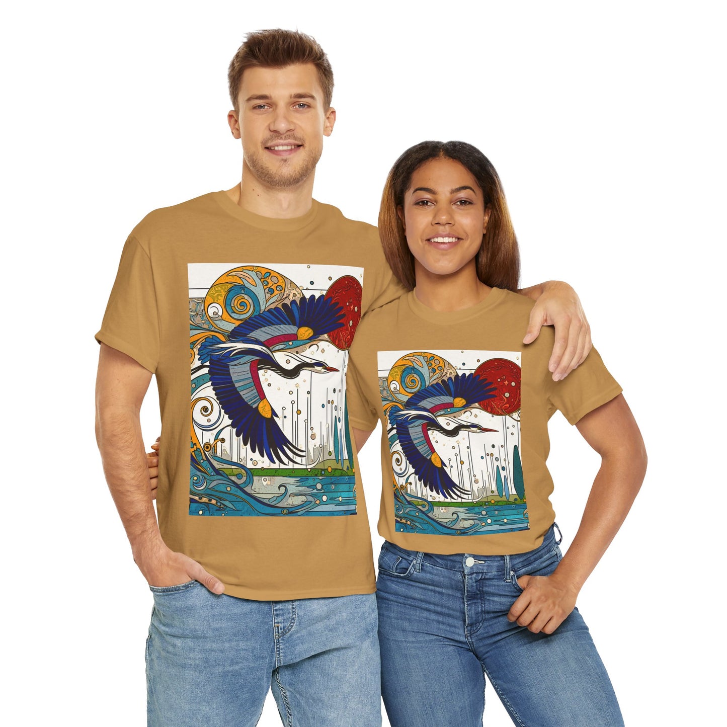 Blue Heron - Amazing Unisex Heavy Cotton Short Sleeve Tee Shirts!