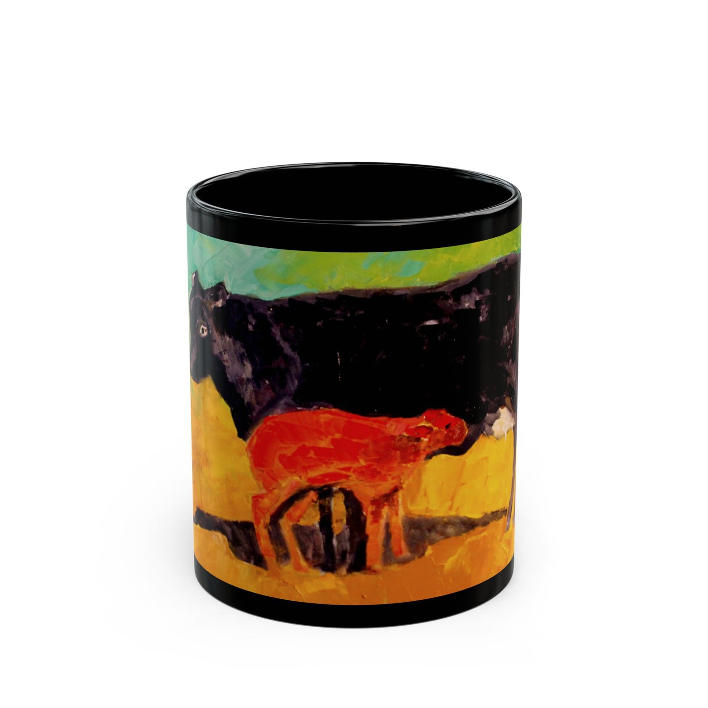 Allison's Cow and Calf - 11 oz or 15 oz Ceramic Black Mugs