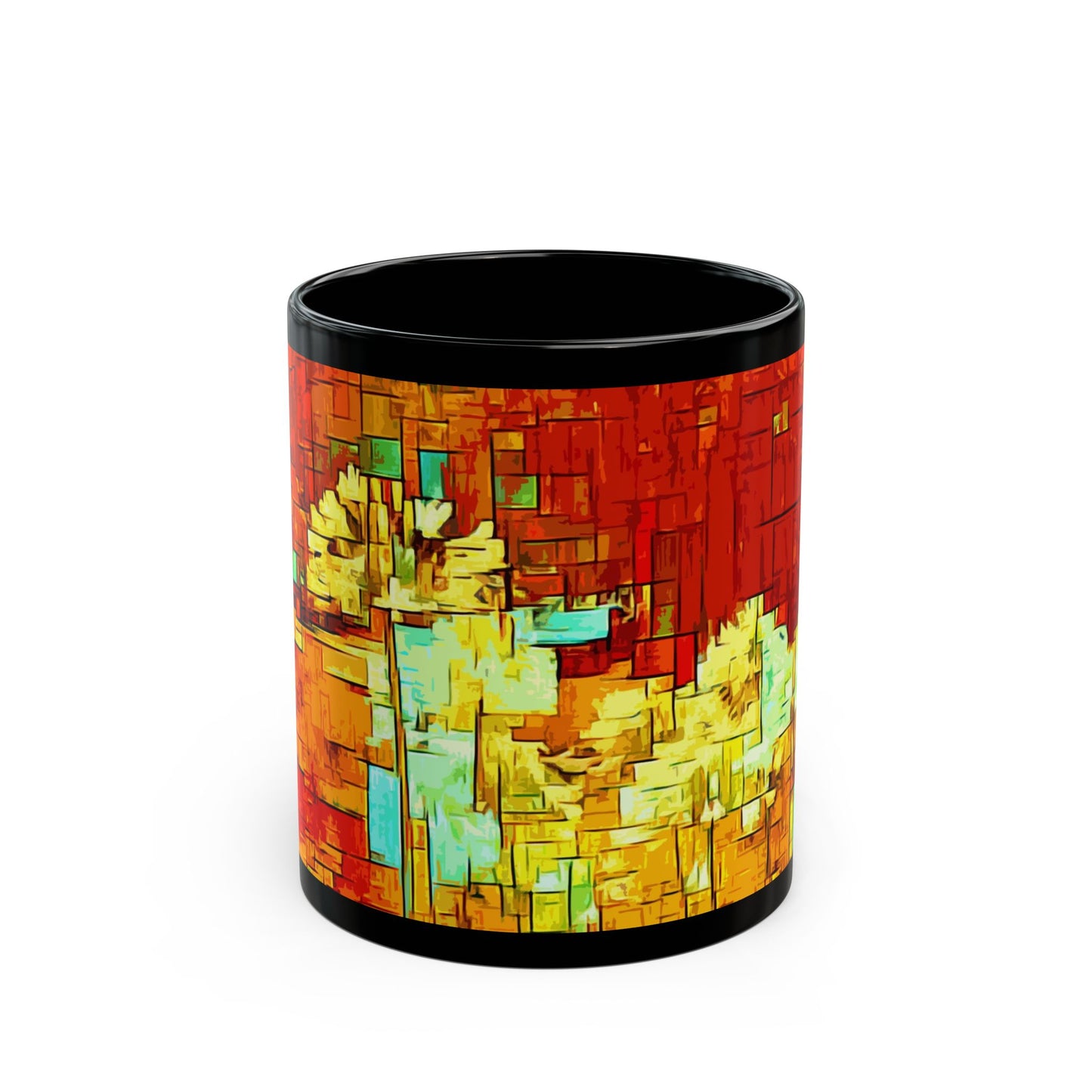 Modern Flowers- 11 oz or 15 oz Ceramic Black Mugs