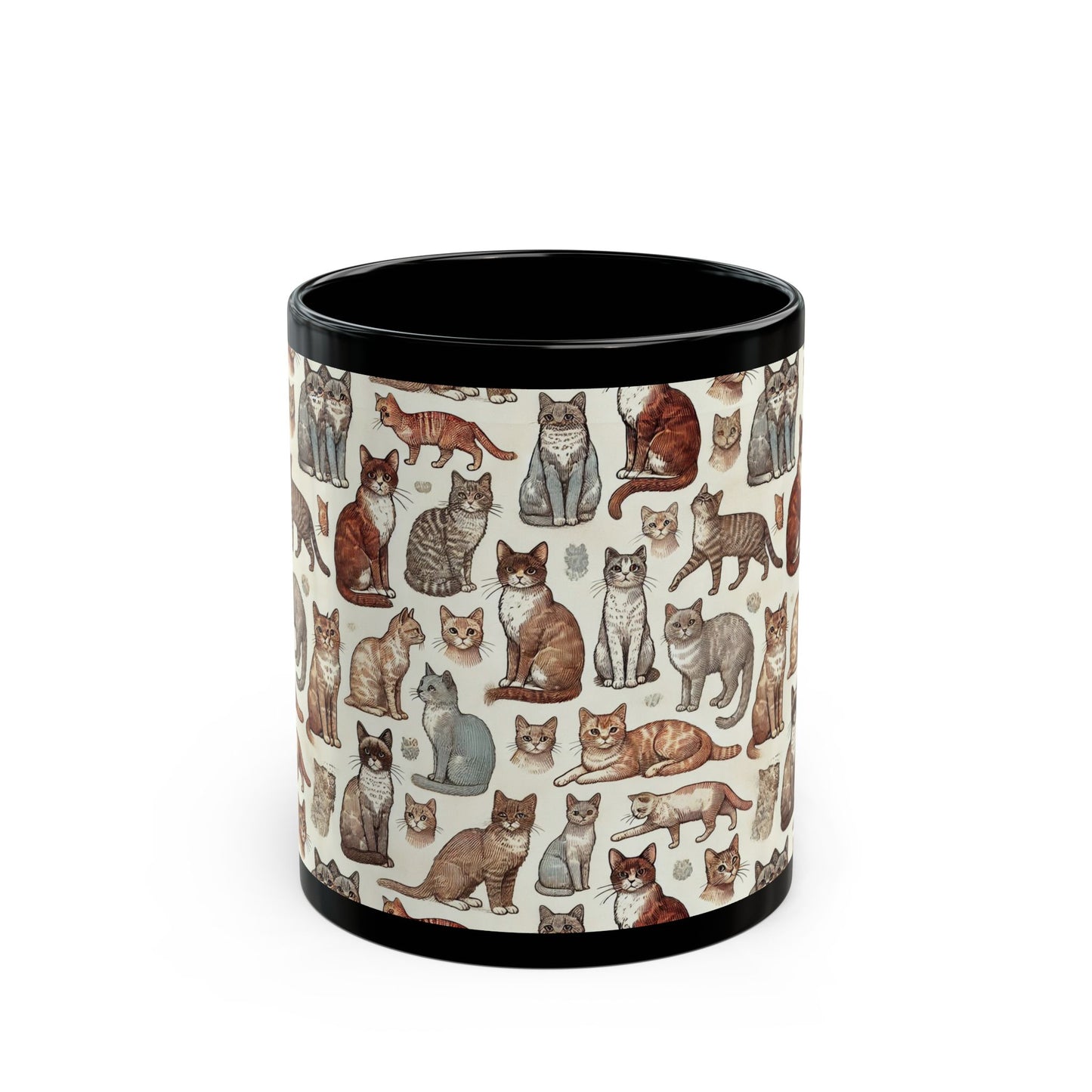Kittens and Cats- 11 oz or 15 oz Ceramic Black Mugs
