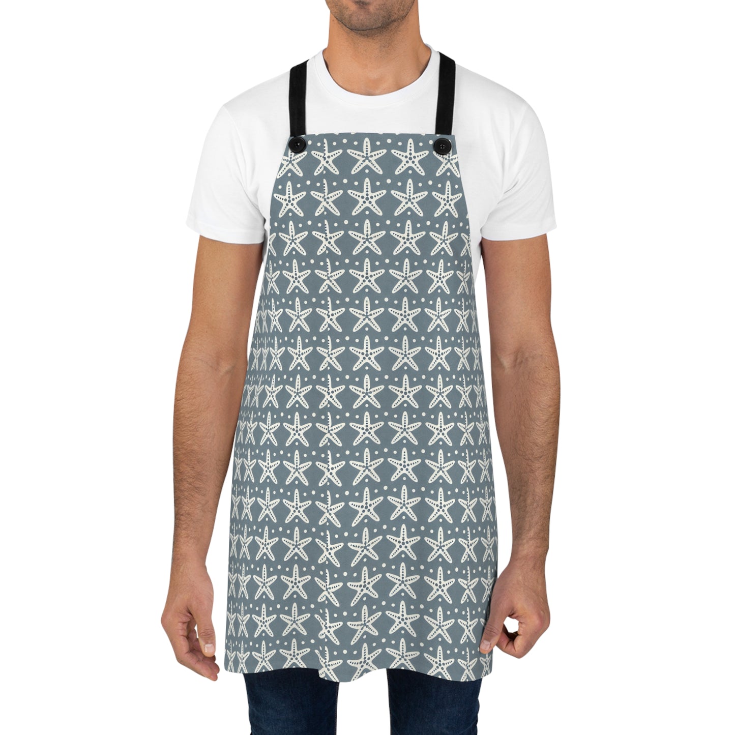 Modern White Starfish on Grey-Apron