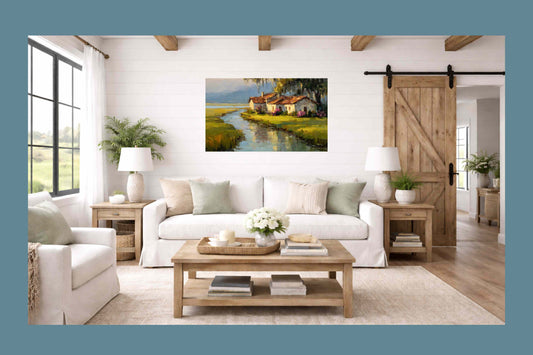 Spanish Moss Cottage – Impressionist Lowcountry Marsh Painting, Southern Coastal Wall Art, Giclée on Canvas, Wood, Metal & Fine Art Paper