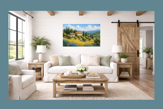 Tuscany Home, Italian Wine Villa Art, Giclee Paper- Wood- Metal- Canvas