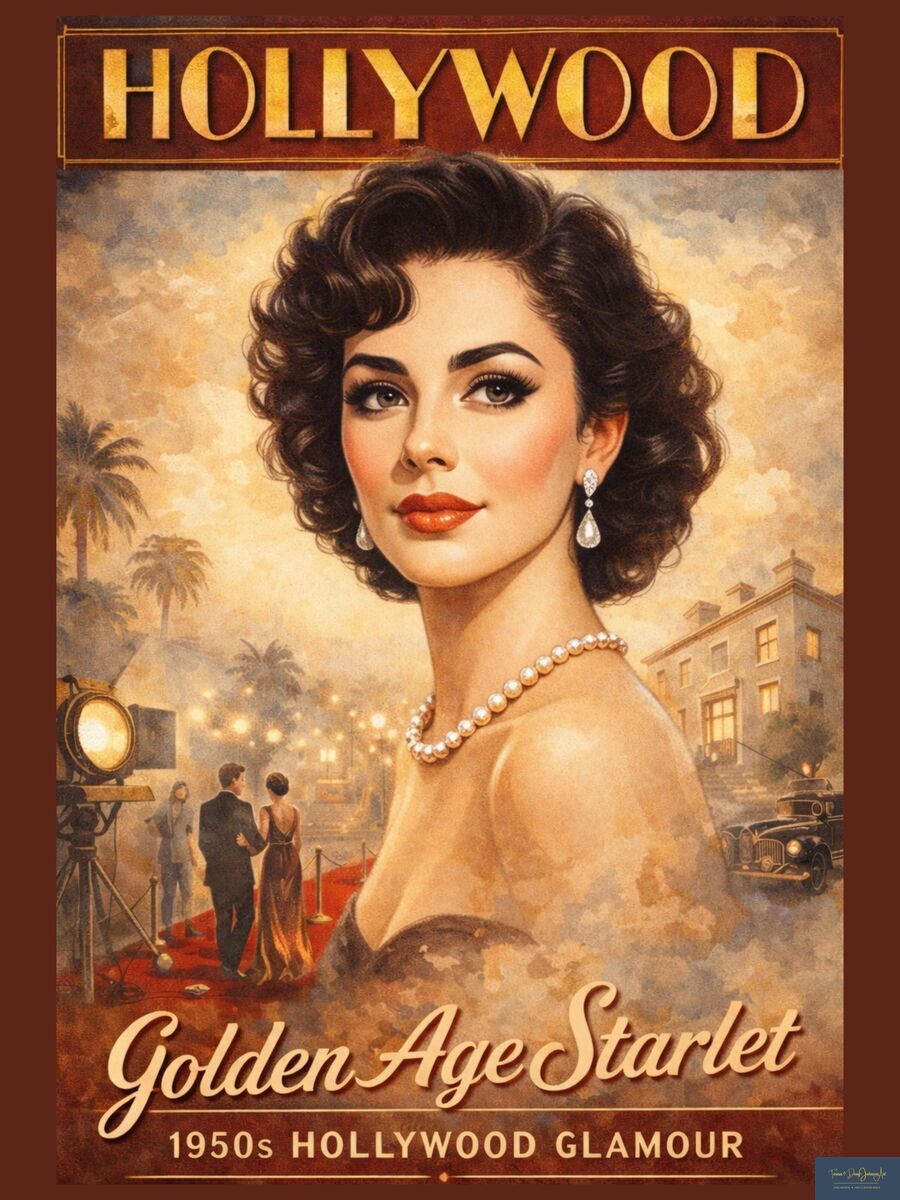 Golden Age Starlet Glamour| Vintage Hollywood Art. Giclee Paper- Wood- Metal- Canvas