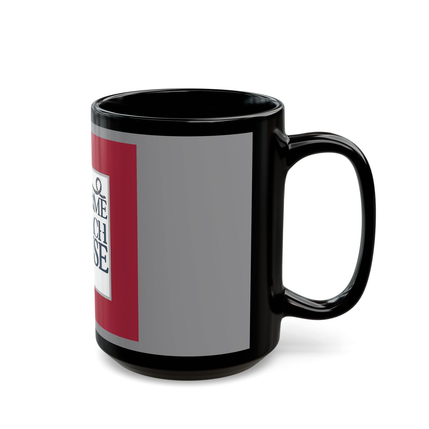 Red Welcome to our Beach House - 11 oz or 15 oz Ceramic Black Mugs- 11 oz or 15 oz Ceramic Black Mugs