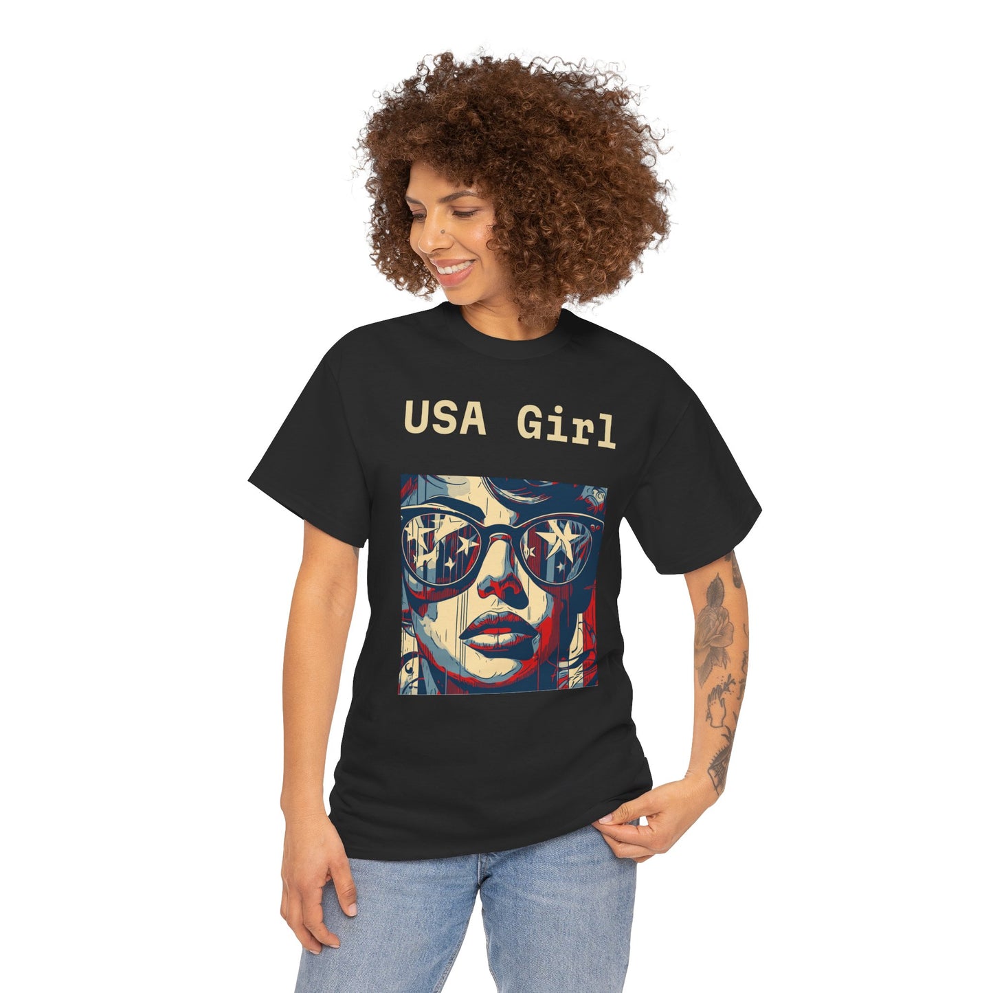 "USA Girl" - Amazing Unisex Heavy Cotton Short Sleeve Tee Shirts!