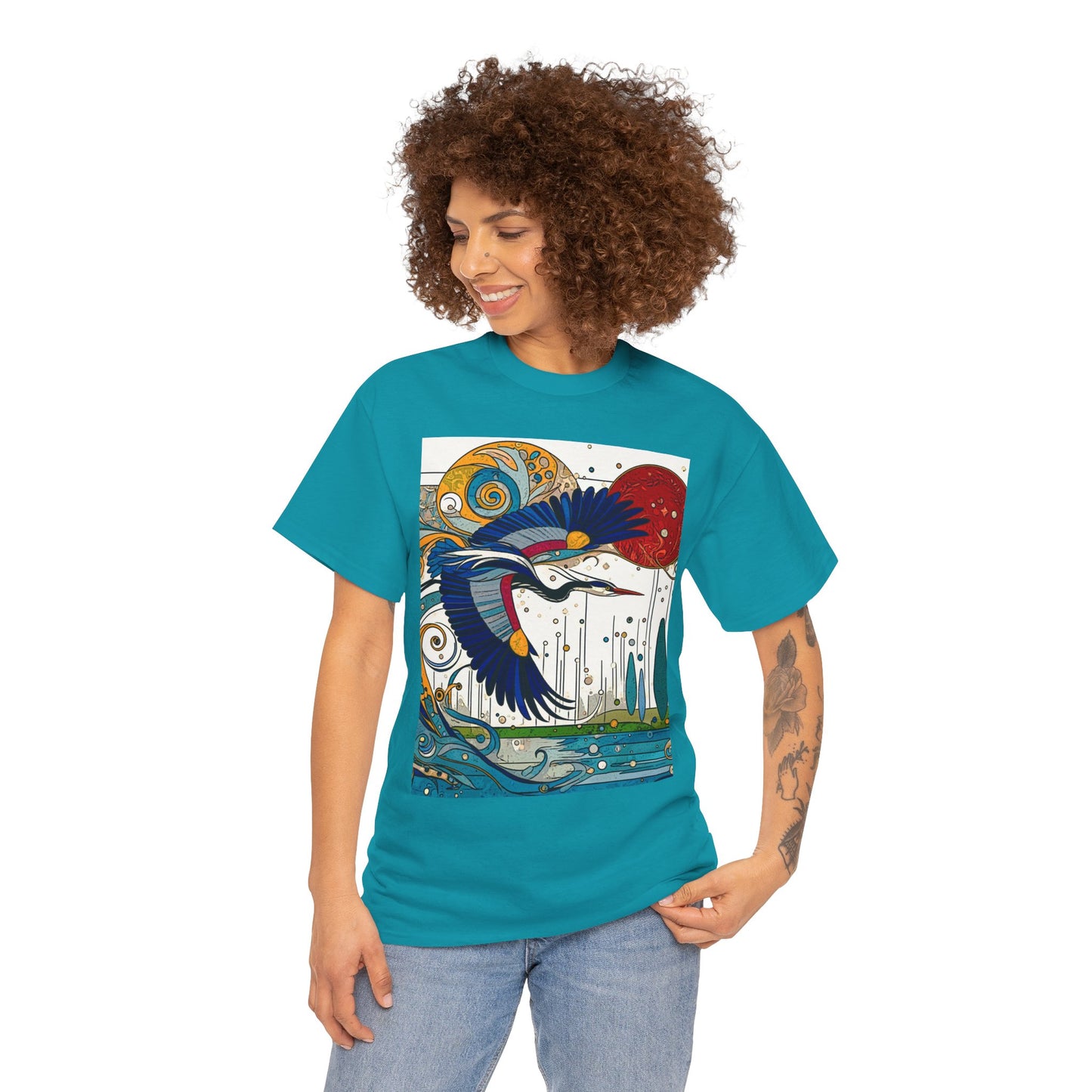 Blue Heron - Amazing Unisex Heavy Cotton Short Sleeve Tee Shirts!