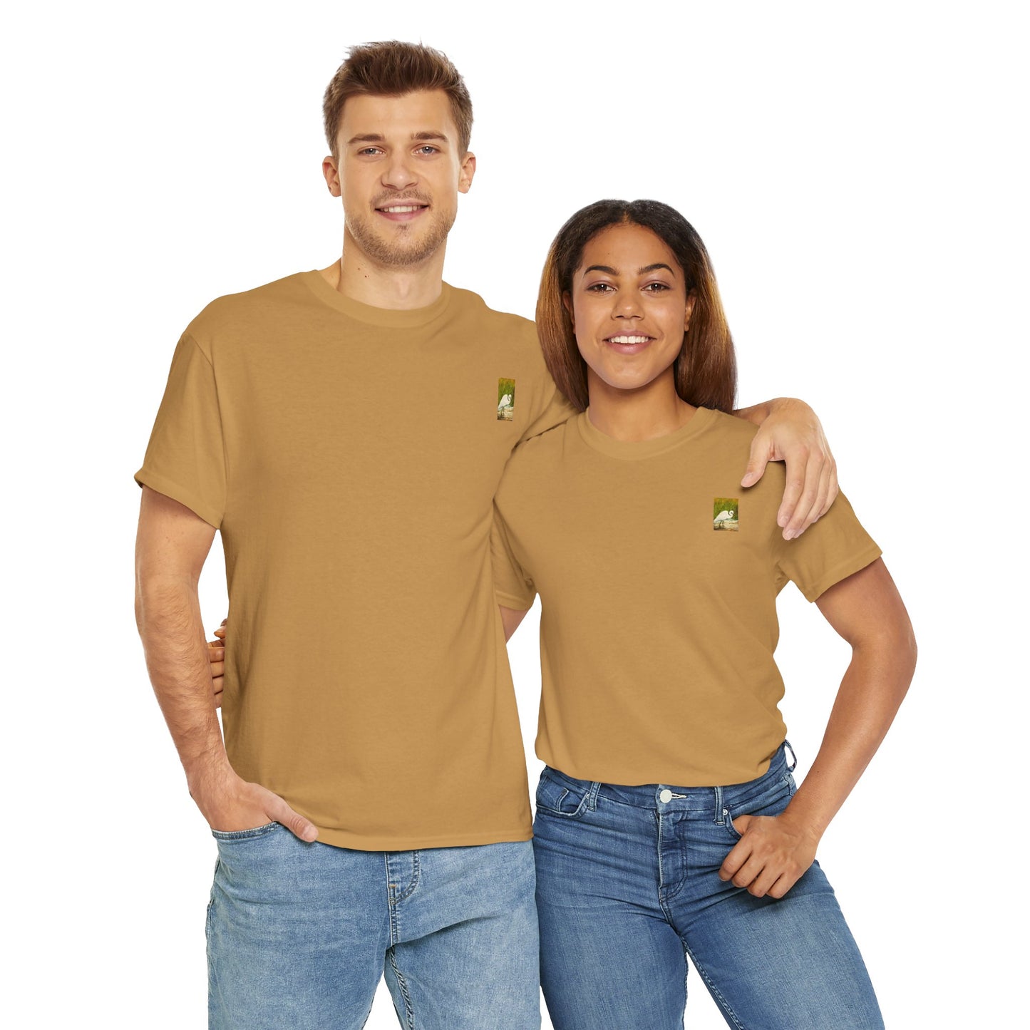 White Egret- Amazing Unisex Heavy Cotton Short Sleeve Tee Shirts!