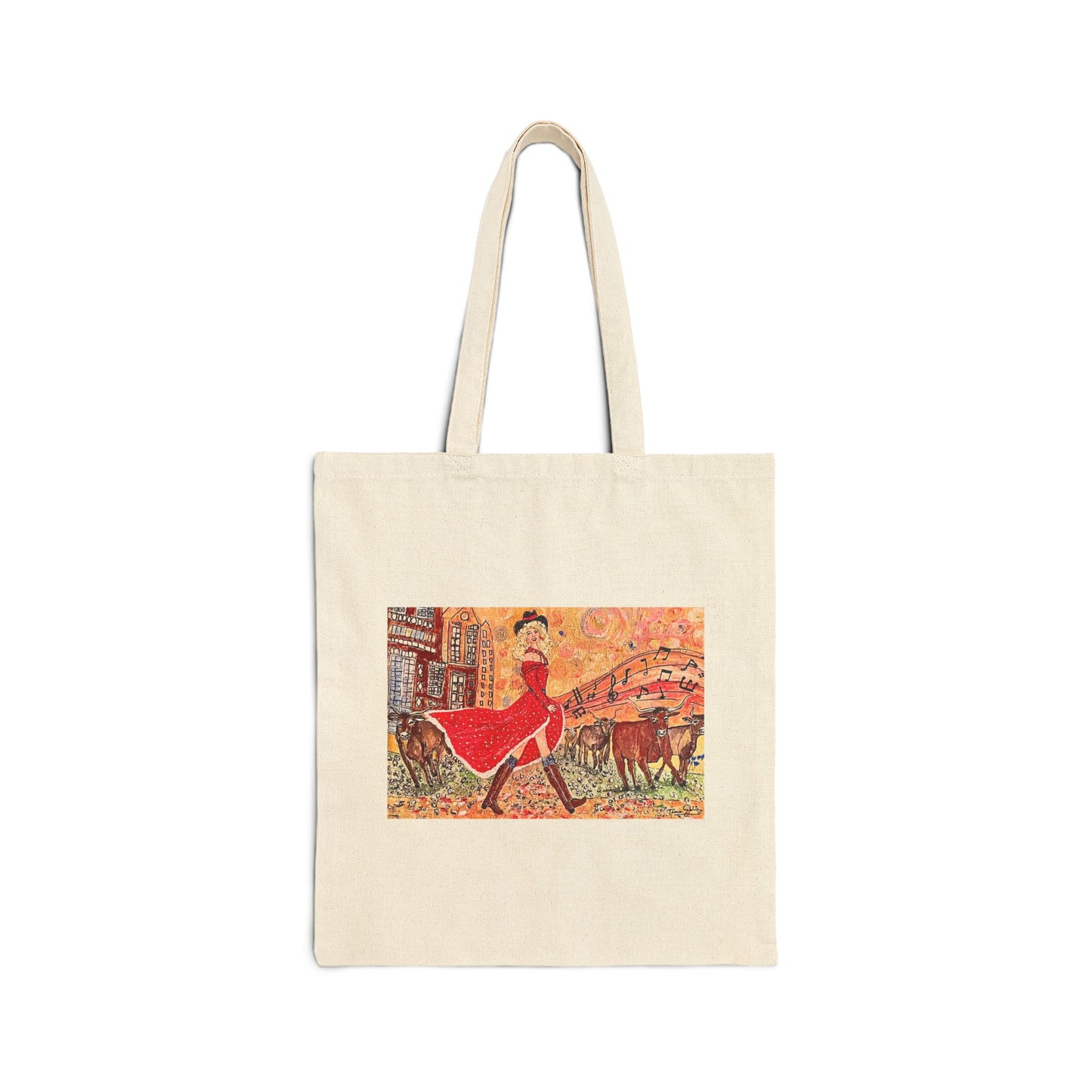 "Singing Cowgirl" Stylish Cotton Canvas Tote Bag