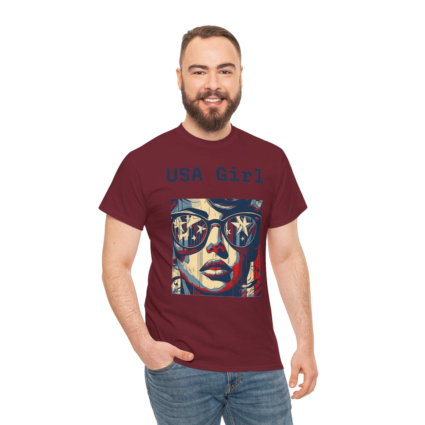 "USA Girl" - Amazing Unisex Heavy Cotton Short Sleeve Tee Shirts!
