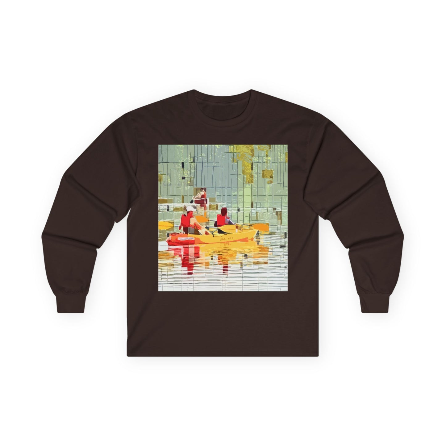 "Kayak in the River" Long Sleeve Casual Unisex Tee Shirt