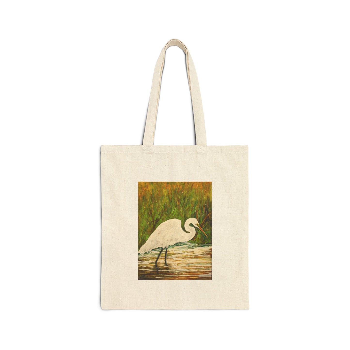 "White Egret" Stylish Cotton Canvas Tote Bag