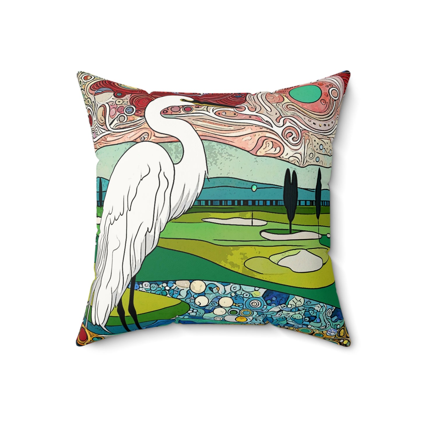 Florida Egret Faux Suede Square Pillow