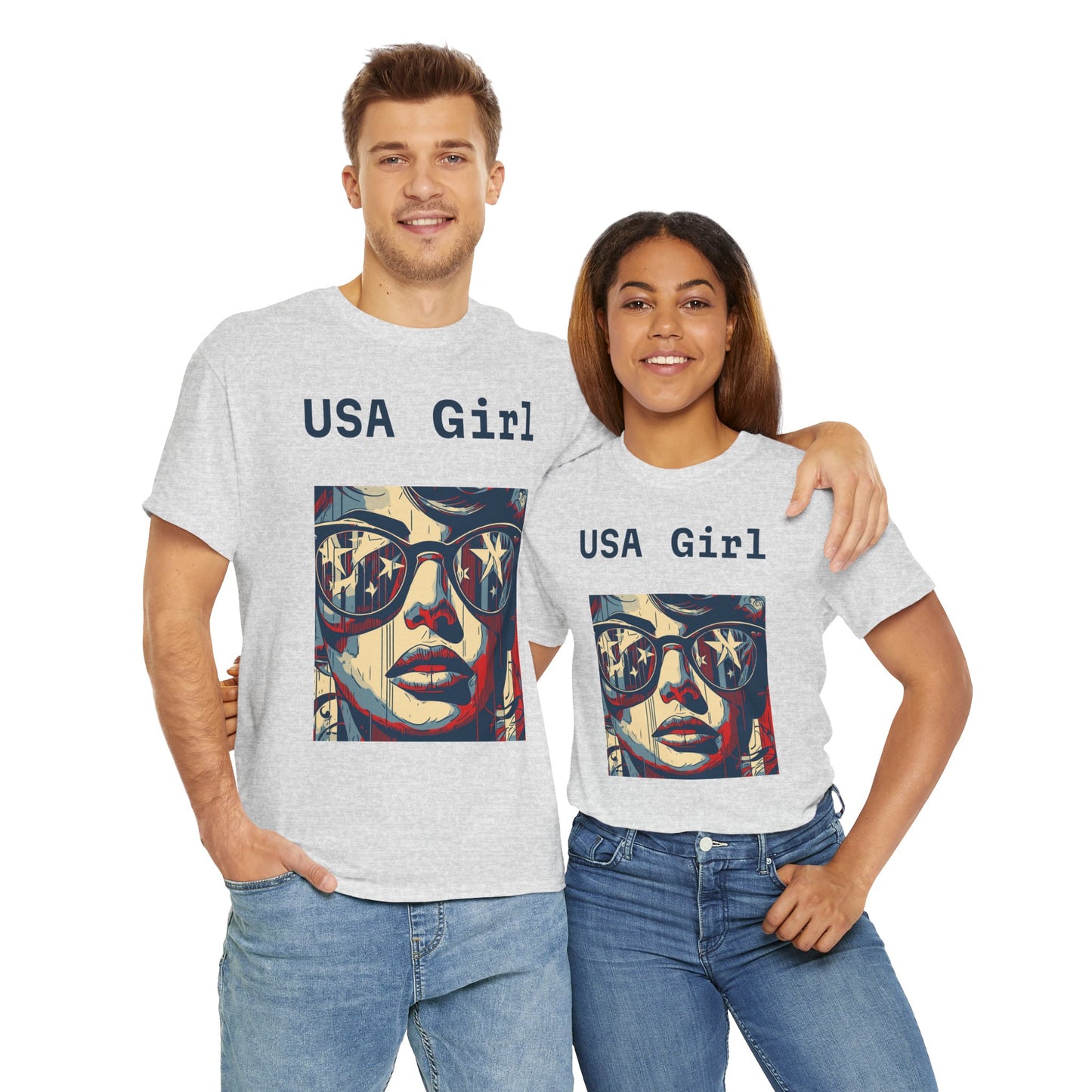"USA Girl" - Amazing Unisex Heavy Cotton Short Sleeve Tee Shirts!