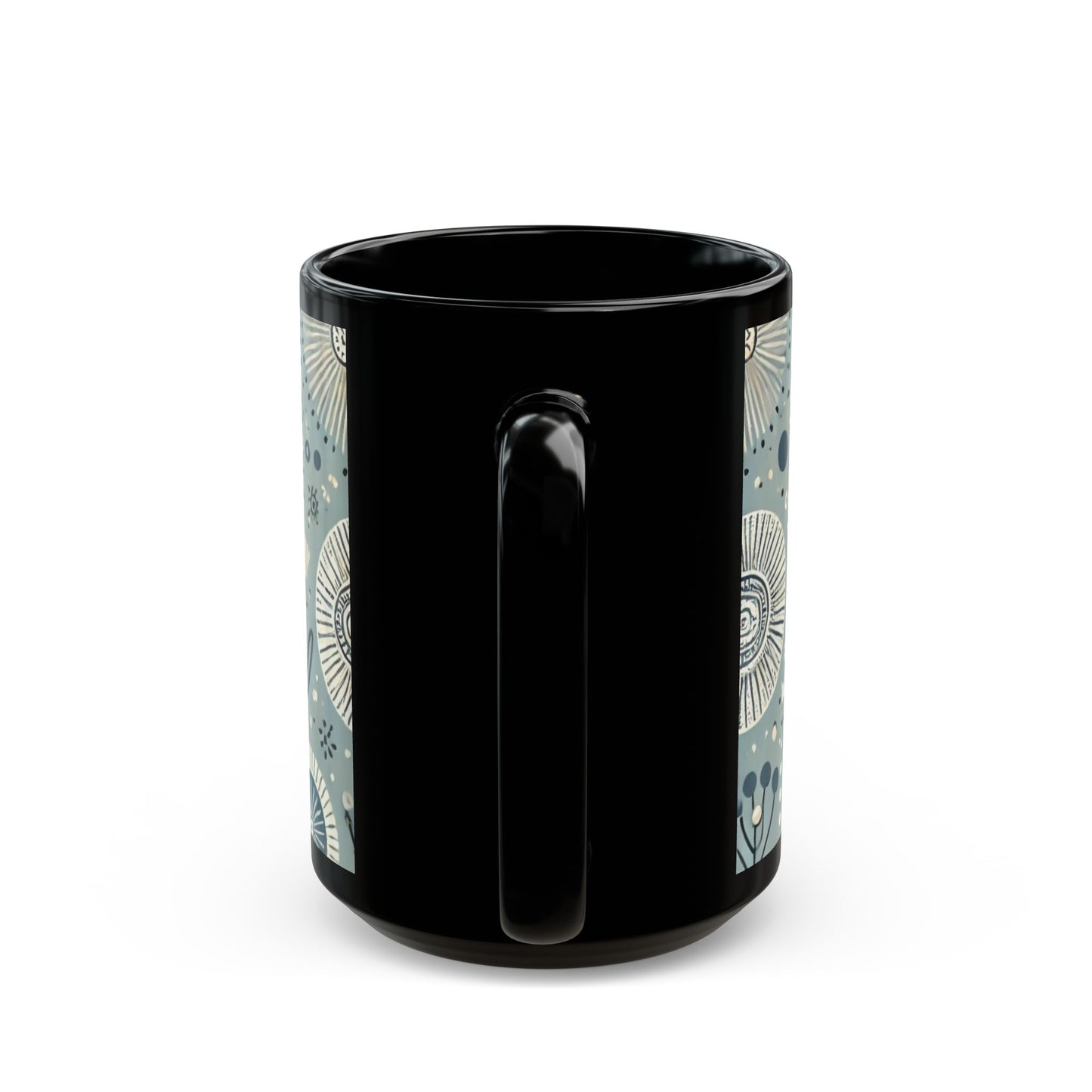 Sun, Moon, and Flowers - 11 oz or 15 oz Ceramic Black Mugs