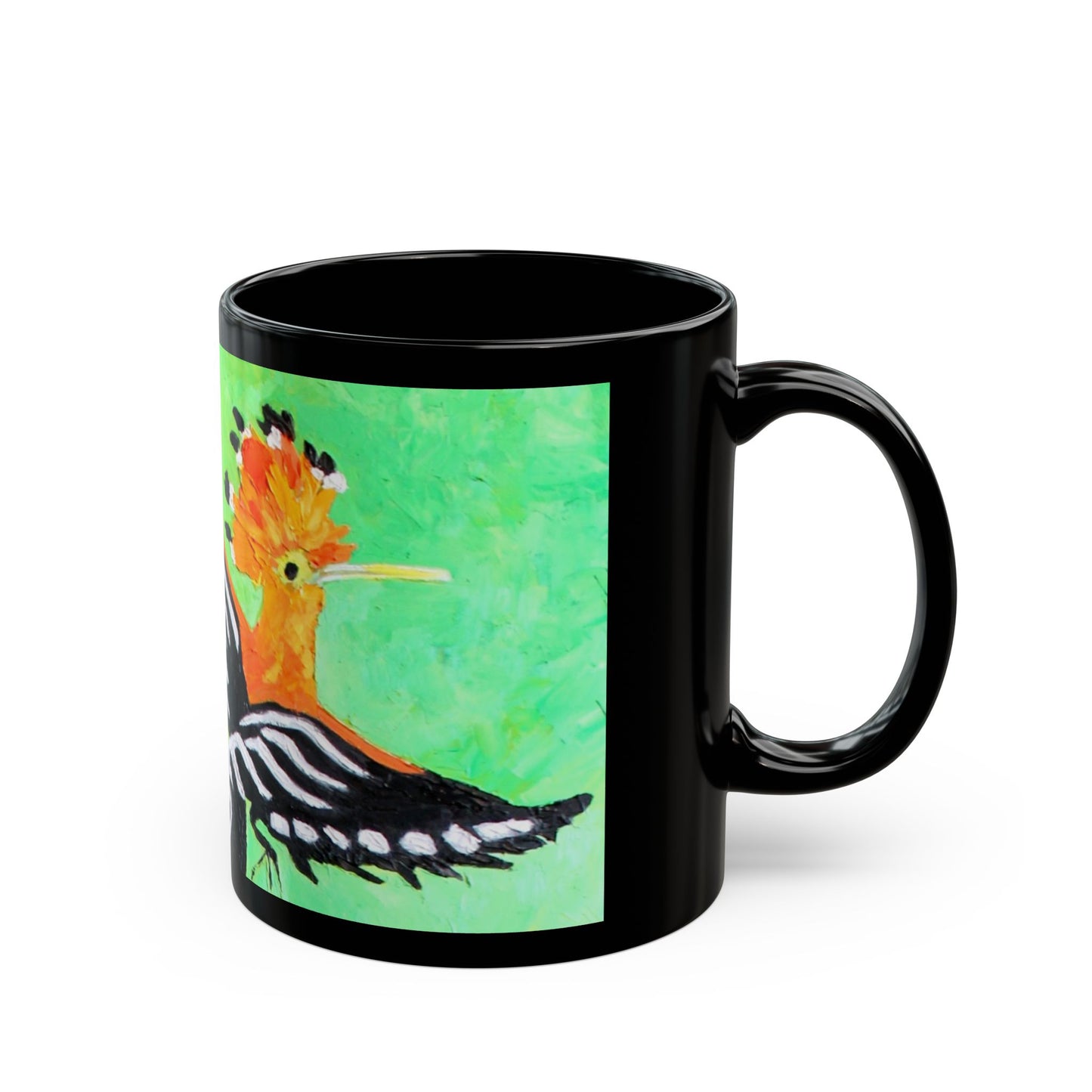 Hoopoe Bird- 11 oz or 15 oz Ceramic Black Mugs
