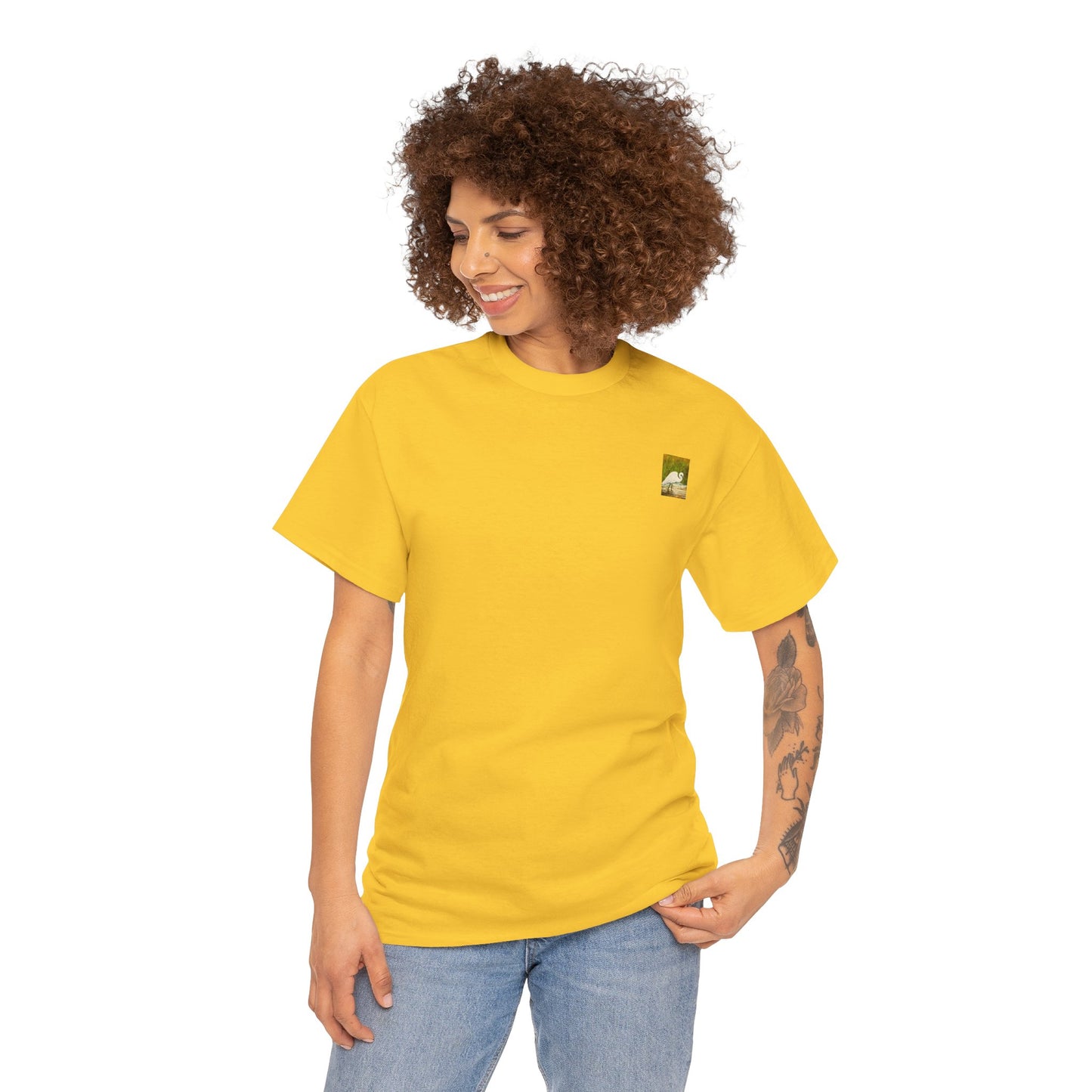 White Egret- Amazing Unisex Heavy Cotton Short Sleeve Tee Shirts!