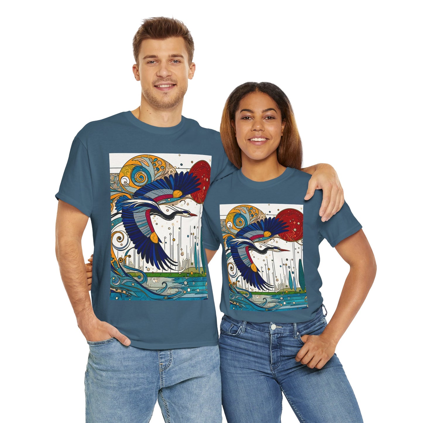 Blue Heron - Amazing Unisex Heavy Cotton Short Sleeve Tee Shirts!