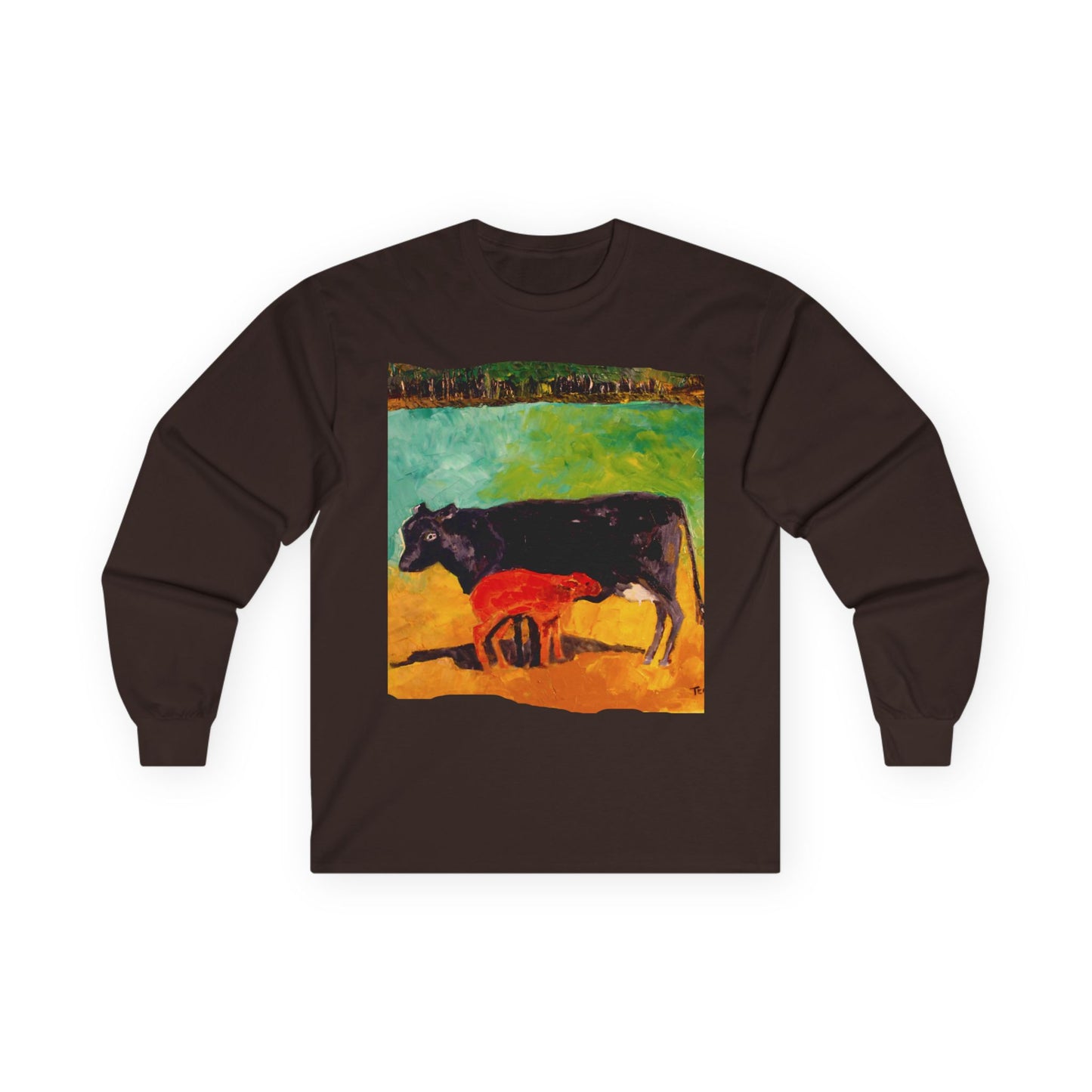 "Allisons Cow and Calf" Long Sleeve Casual Unisex Tee Shirt