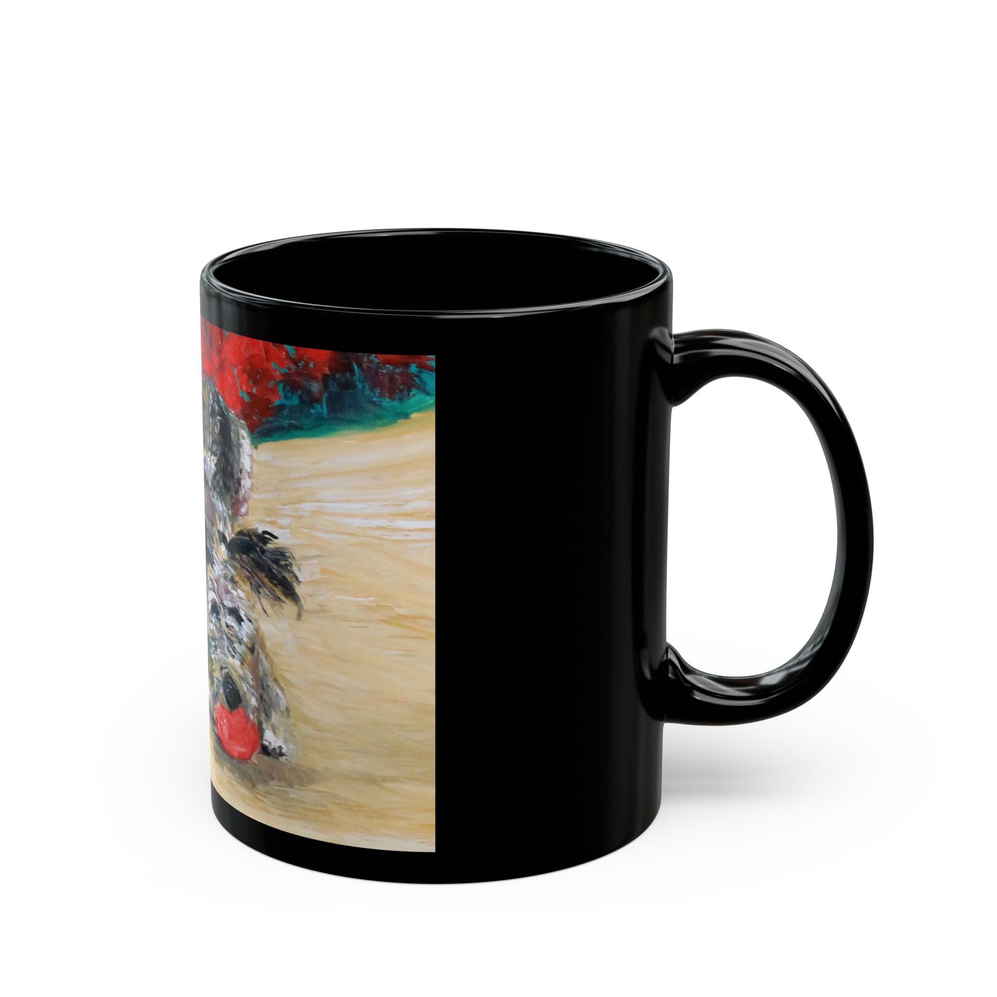 Playful Puppy - 11 oz or 15 oz Ceramic Black Mugs
