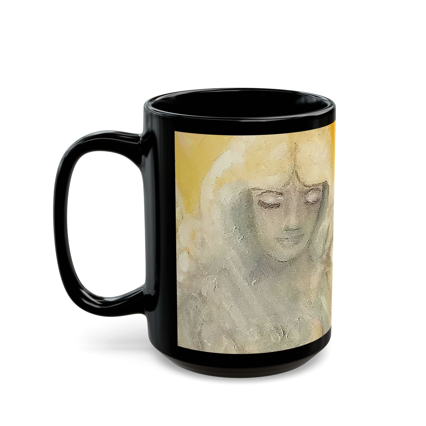 Angels watch over Thee- 11 oz or 15 oz Ceramic Black Mugs