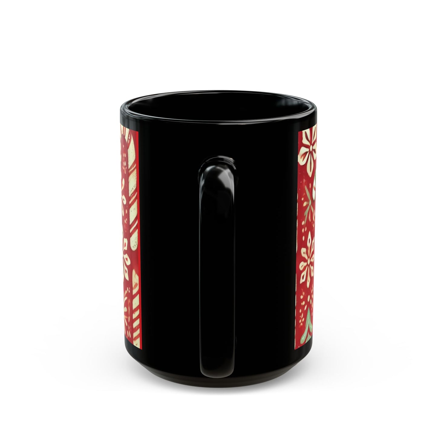 Primitive Candy Cane- 11 oz or 15 oz Ceramic Black Mugs