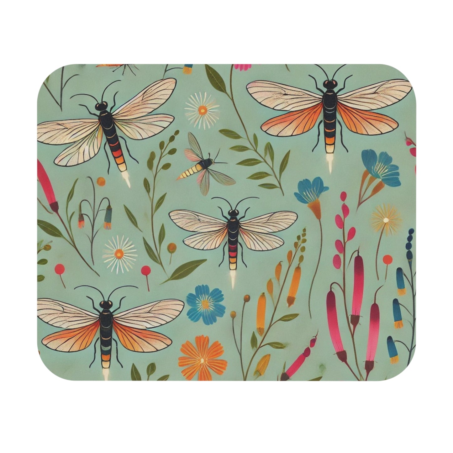 Fireflies and Garden Flowers Mousepad