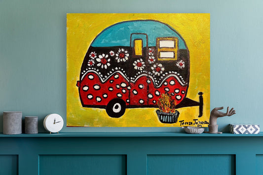 Flower Power Vintage Camper Art | Giclee Paper- Wood- Metal- Canvas
