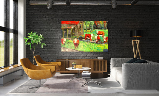 Cows In the Puddles- Giclee Paper- Wood- Metal- Canvas