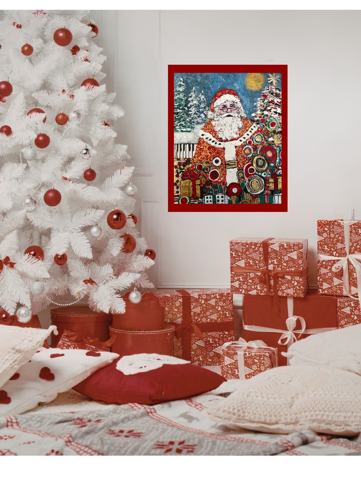 Santa's Magic | Vintage Style Christmas| 16x20 Inch Acrylic Gallery Canvas -Teresa Johnson Original Art