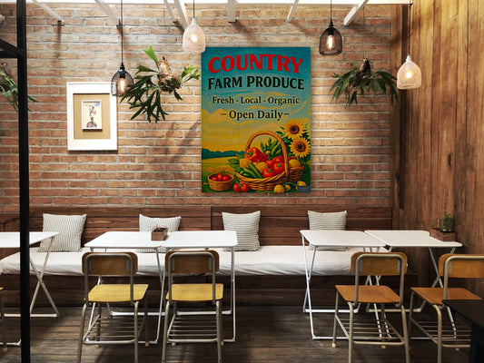 Country Farm Produce| Vegetables-Fruit-Flowers-Prints Canvas Wood or Metal Art