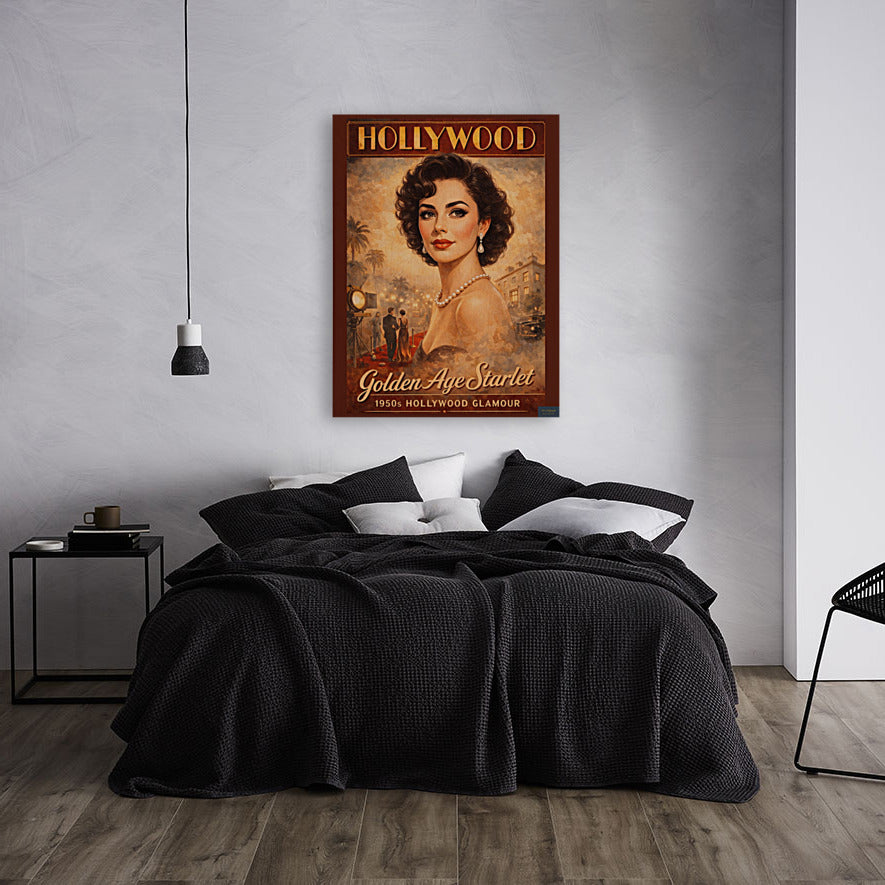 Golden Age Starlet Glamour. Vintage Hollywood Art. Giclee Paper- Wood- Metal- Canvas