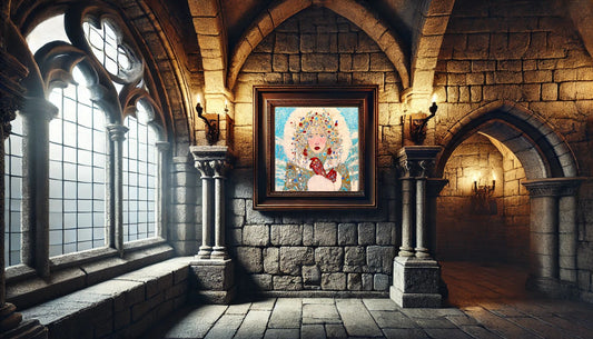 The Queen of Winter: Lady Eyra. 24"x 24" x 1.5" Acrylic textured and varnished painting