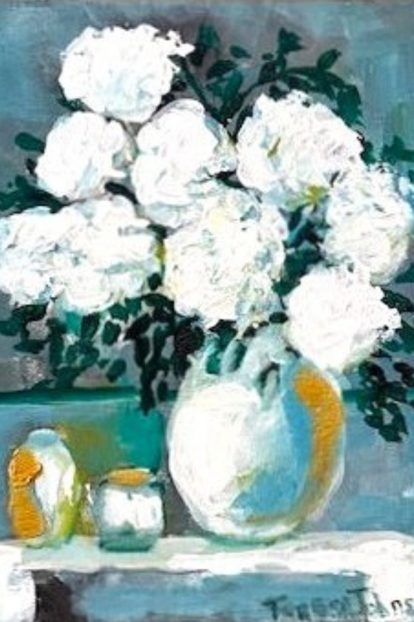 White Hydrangeas Floral Arrangement- Art Giclee Paper- Wood- Metal- Canvas