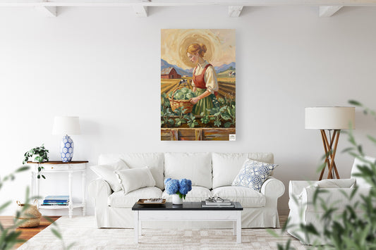 Harvest The Garden| Vintage Farm Cow Art| Giclee Paper- Wood- Metal- Canvas