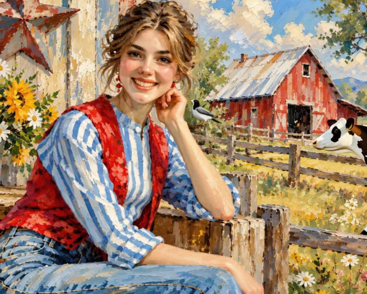 Farm Girl| |Modern Farm Art Prints, Canvas, Wood, or Metal Art