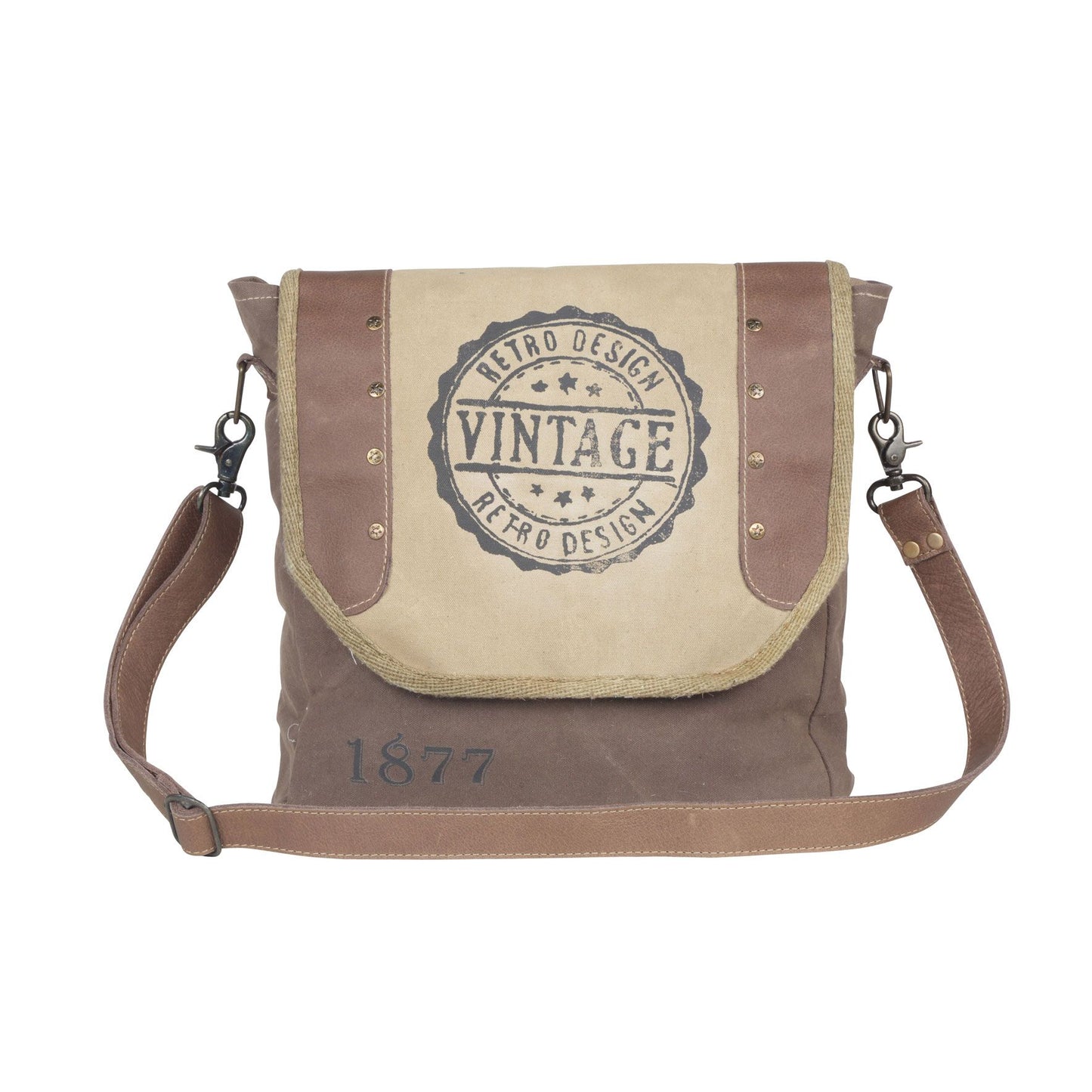 *Myra Bag Vintage Kobicha Upcycled Canvas Shoulder Bag S-4431*