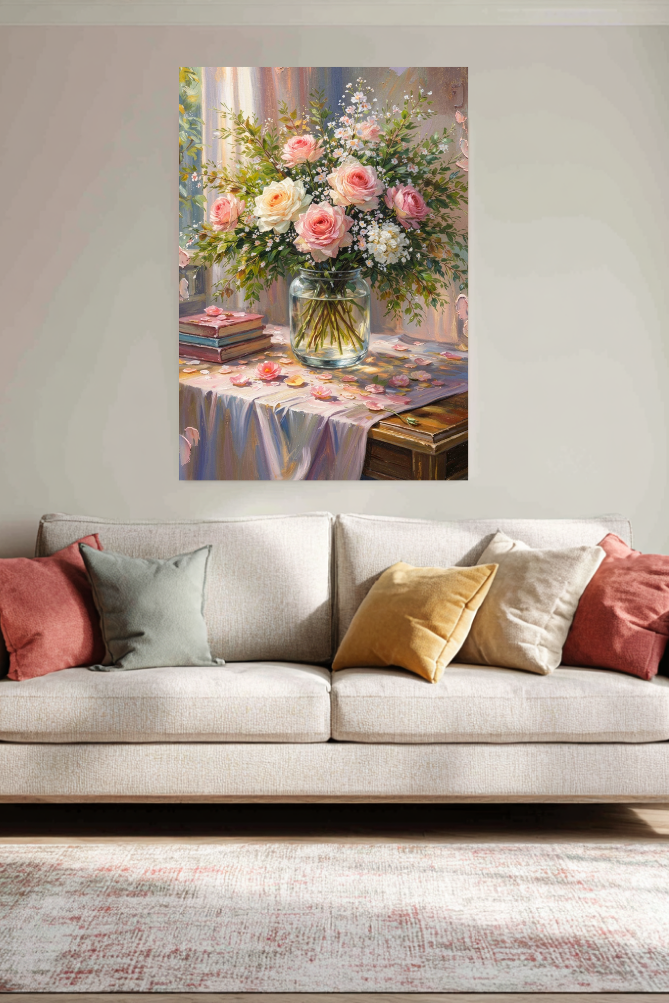Soft Bouquets and Sunlight Serenity| Floral Print| Romantic Pink Roses in the Sunlight| Giclee Paper- Wood- Metal- Canva