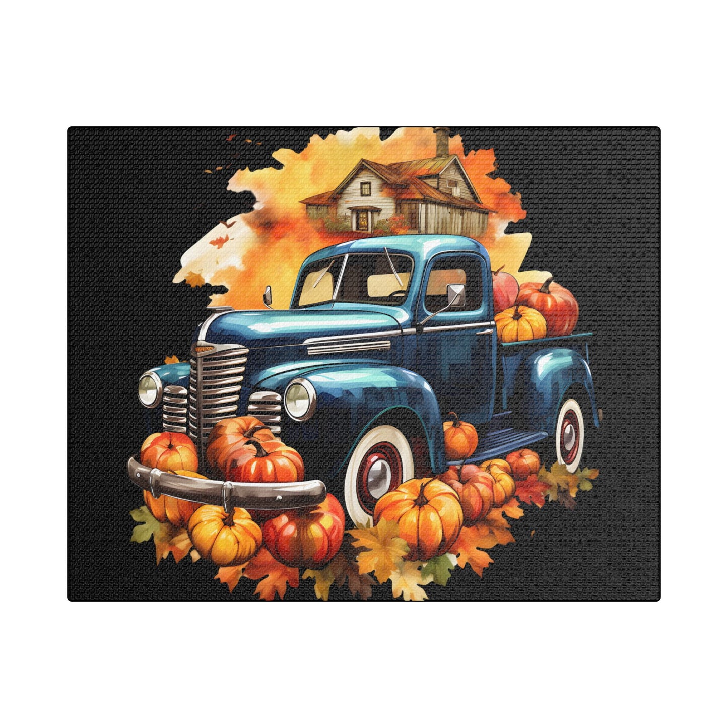 Fall Truck Art- Gallery Wrapped- Satin Stretched Canvas Gallery Wraps - No Frame Needed